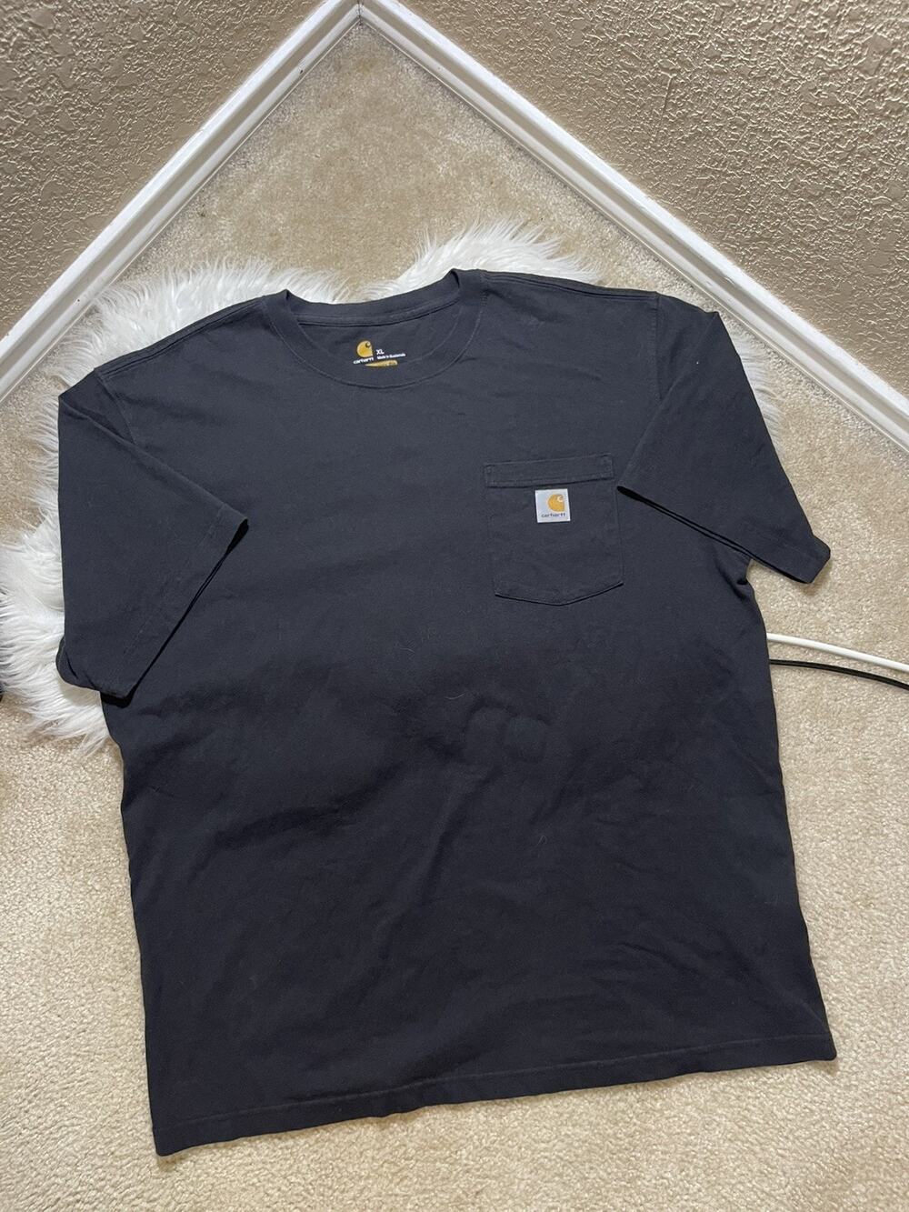 Carhartt Shirt Mens X-Large Black Loose Fit Pocket Workwear K87 Heavyweight Tee